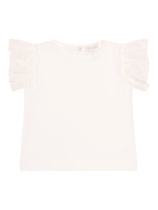 Shirt mit kurzen Rüschenärmeln - Weiß