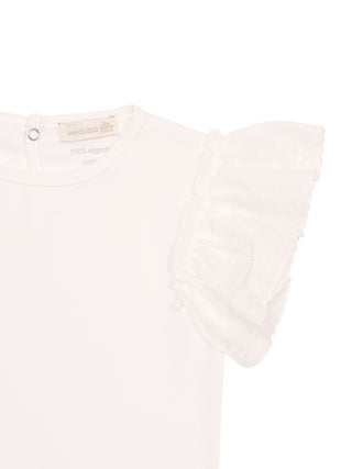 Shirt mit kurzen Rüschenärmeln - Weiß