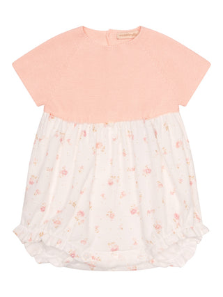 Kurzarm-Shortie mit floralem Print - Rosa