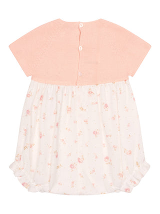 Kurzarm-Shortie mit floralem Print - Rosa