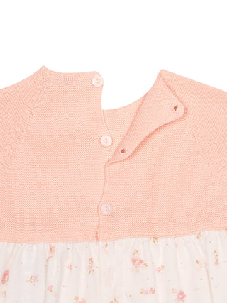 Kurzarm-Shortie mit floralem Print - Rosa