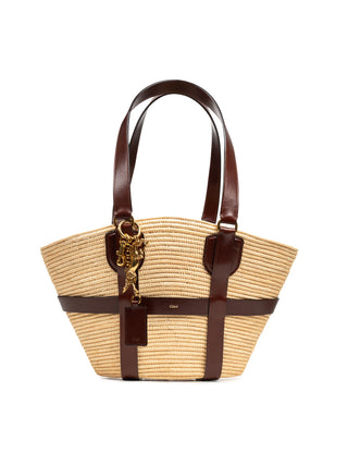 Kerala 25 Tote aus Raffia mit Lederbesatz