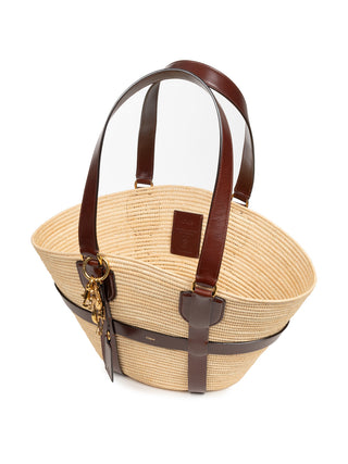 Kerala 25 Tote aus Raffia mit Lederbesatz