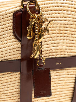 Kerala 25 Tote aus Raffia mit Lederbesatz