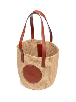 Raffia-Korb mit Lederbesatz
