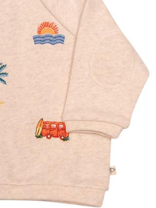 Besticktes Sweatshirt aus Bio-Baumwolle - Beige