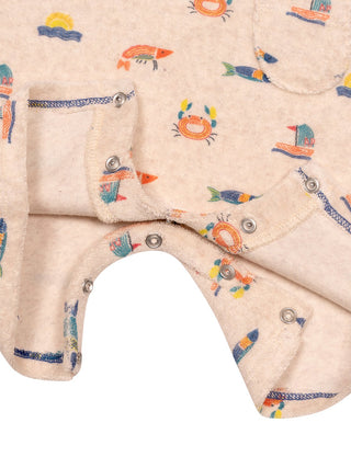 Spielanzug aus Frottee mit Fischmuster - Beige
