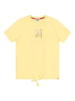 Bedrucktes T-Shirt mit Knoten-Detail - Gelb