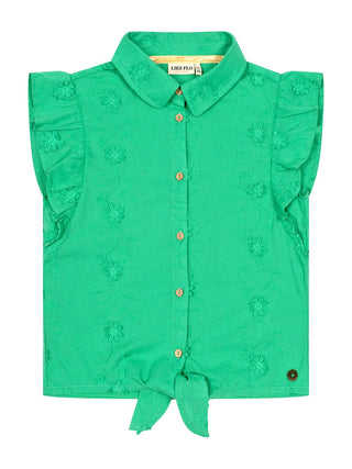 Cindy Bluse mit 3D Blumen - Seegrün