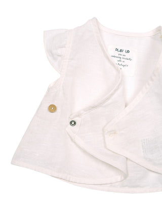 Gewebtes Wickel-Shirt - Nude