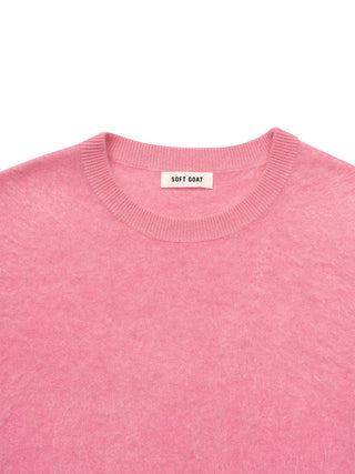 Kurzarm-Pullover mit flauschigem Effekt - Pink