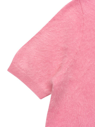 Kurzarm-Pullover mit flauschigem Effekt - Pink