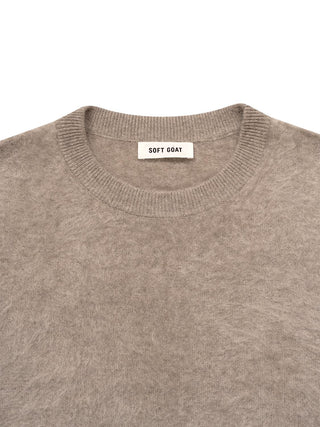 Kurzarm-Pullover mit flauschigem Effekt - Greige