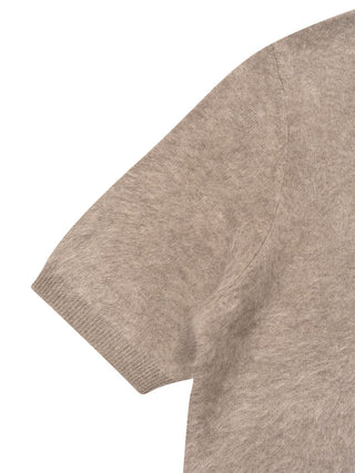 Kurzarm-Pullover mit flauschigem Effekt - Greige
