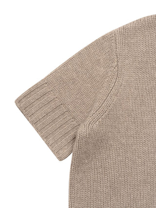 Chunky Kurzarm-Pullover - Greige
