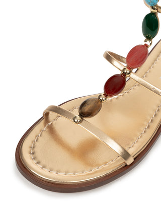 Verzierte Sandale Shanti aus Metallic-Leder