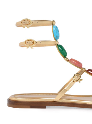 Verzierte Sandale Shanti aus Metallic-Leder