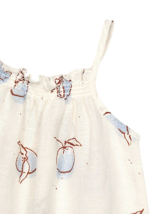 Bedruckter Jumpsuit aus gewebter Bio-Baumwolle und Leinen - Weiß