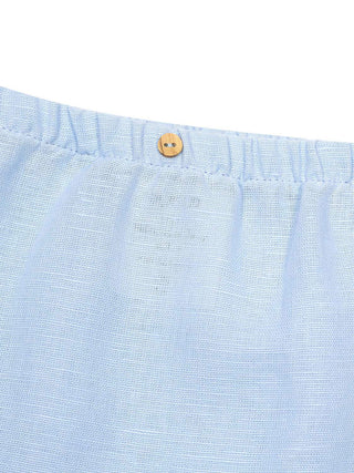 Gewebte Hose aus Leinen und Bio-Baumwolle - Hellblau