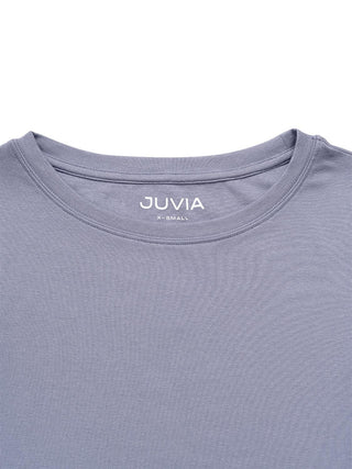 Kurzarm Shirt mit  V-Neck - Bleu