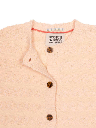 Bouclé-Strickjacke - Peach