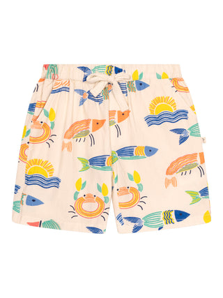 Bermudashorts mit Meeresmotiv - Beige