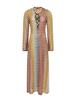 Langer Kaftan im Zickzack-Muster