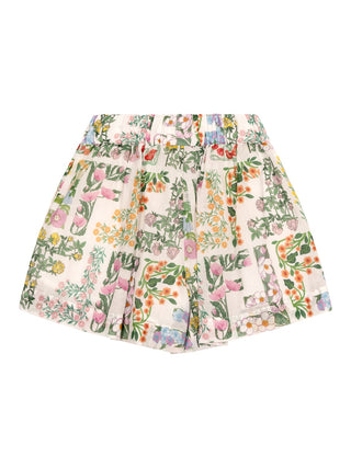 Bermudashorts mit floralem FF-Logo - Creme