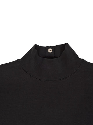 Hochgeschlossenes T-Shirt aus gerippter Baumwolle - Schwarz
