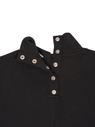Hochgeschlossenes T-Shirt aus gerippter Baumwolle - Schwarz