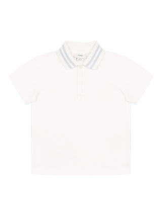Poloshirt mit gestreiftem Kragen - Weiß