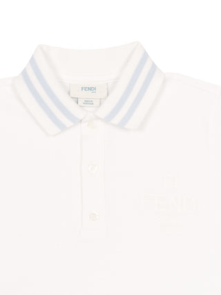 Poloshirt mit gestreiftem Kragen - Weiß