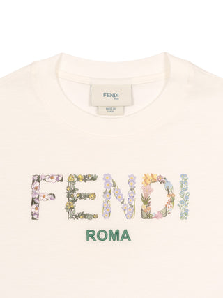 T-Shirt mit floralem Logo-Motiv - Weiß