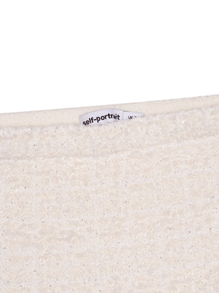 Strukturierter Strickrock mit Schleifen-Details - Creme
