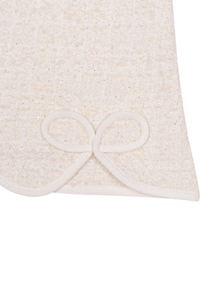Strukturierter Strickrock mit Schleifen-Details - Creme