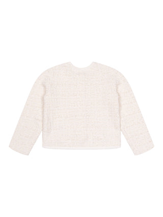 Bouclé-Strickcardigan mit Schleifen-Details - Creme