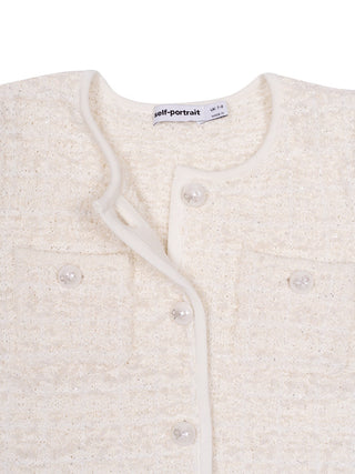 Bouclé-Strickcardigan mit Schleifen-Details - Creme