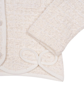 Bouclé-Strickcardigan mit Schleifen-Details - Creme