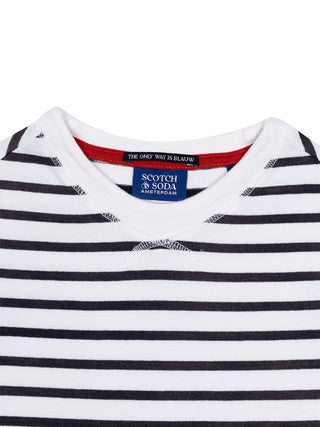 Gestreiftes Langarm-T-Shirt - Blau/Weiß