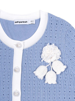 Pointelle-Cardigan mit Applikation - Blau
