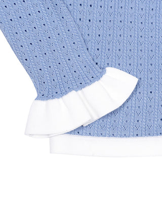 Pointelle-Cardigan mit Applikation - Blau
