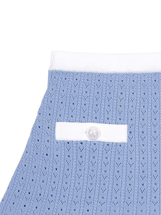 Pointelle-Rock mit Ziertaschen - Blau