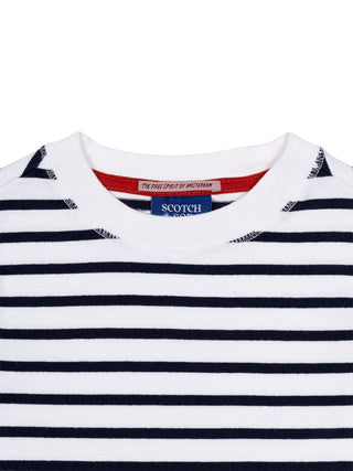 Gestreiftes Langarm-T-Shirt - Navy/Weiß