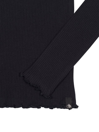 Geripptes Langarmshirt aus Bio-Baumwolle - Schwarz