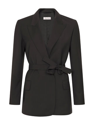 Blazer aus Wollcanvas mit Gürtel