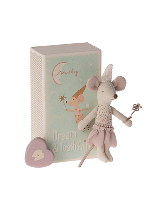 Zahnfee-Maus in Streichholzschachtel - kleine Schwester - Rose