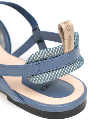 Flache Slingback aus Mesh mit FF-Stickerei