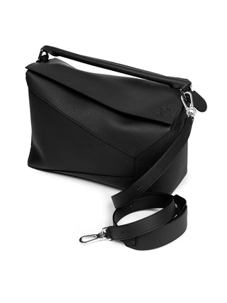 Große Puzzle Edge Tasche aus genarbtem Kalbsleder - Schwarz
