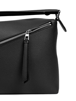 Große Puzzle Edge Tasche aus genarbtem Kalbsleder - Schwarz