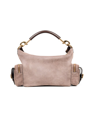Camera Bag aus Wildleder in Dark Taupe